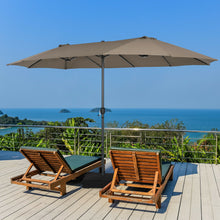 Load image into Gallery viewer, 15 Feet Double-Sided Patio Umbrellawith 12-Rib Structure-Coffee
