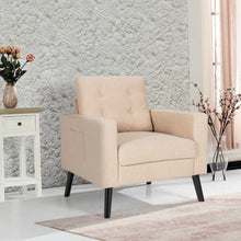 Load image into Gallery viewer, Modern Tufted Accent Chair with Rubber Wood Legs-Beige
