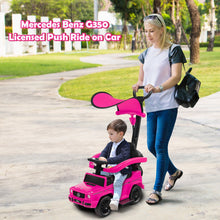 Load image into Gallery viewer, 3 In 1 Ride on Push Car Mercedes Benz G350 Stroller Sliding Car with Canopy-Pink
