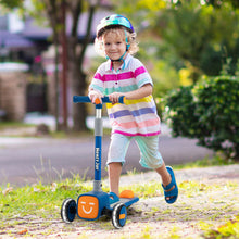 Load image into Gallery viewer, Folding Adjustable Kids Toy Scooter with LED Flashing Wheels Horn 4 Emoji Covers-Blue
