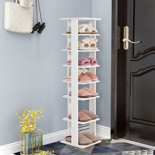 Load image into Gallery viewer, 7-Tier Wooden Shoe Rack Narrow Vertical Shoe Stand Storage Display Shelf-White
