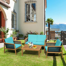 Load image into Gallery viewer, 4 Pieces Patio Rattan Furniture Set with Removable Cushions-Turquoise
