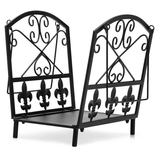 Decorative Firewood Rack with Handles and Raised Legs