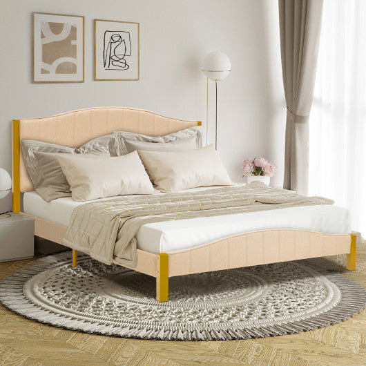 Upholstered Bed Frame with Quilted Headboard-Queen Size