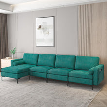 Load image into Gallery viewer, Modular 1/2/3/4-Seat L-Shaped Sectional Sofa Couch with Socket USB Port-4-Seat L-shaped with 2 USB Ports
