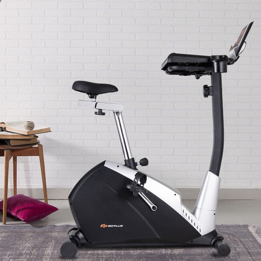 Upright Stationary Magnetic Laptop Tray Exercise Bicycle