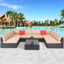 Load image into Gallery viewer, 7 pcs Rattan Couch Set Outdoor Cushioned Sofa
