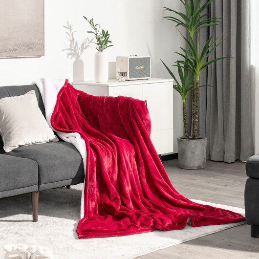 84 x 62 Inch Heated Blanket Electric Throw with 5 Heating Levels-Red
