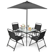 Load image into Gallery viewer, 6 Pieces Patio Dining Set with Umbrella-Gray
