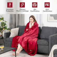 Load image into Gallery viewer, 84 x 62 Inch Heated Blanket Electric Throw with 5 Heating Levels-Red
