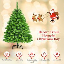 Load image into Gallery viewer, 4.5 Feet Pre-Lit Hinged Christmas Tree Green Flocked with 392 Tips and 150 LED Lights
