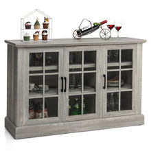 Load image into Gallery viewer, Farmhouse Buffet Cabinet with 3 Tempered Glass Doors-Gray
