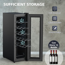 Load image into Gallery viewer, 12 Bottle Compressor Wine Cooler Refrigerator-Black
