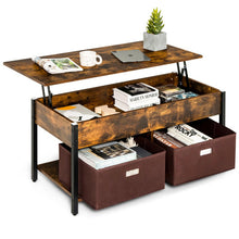 Load image into Gallery viewer, Lift Top Coffee Table Central Table with Drawers and Hidden Compartment for Living Room-Rustic Brown
