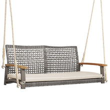 Load image into Gallery viewer, 2-Person Patio Wicker Hanging Swing Chair-Off White
