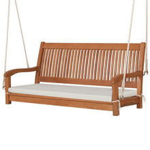 Load image into Gallery viewer, 2-Person Hanging Porch Swing Wood Bench with Cushion Curved Back
