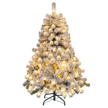Load image into Gallery viewer, 4.5 Feet Pre-Lit Premium Snow Flocked Christmas Tree with 150 Lights
