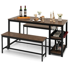 Load image into Gallery viewer, 3 Pieces Dining Table Set for 4 with Wine Rack-Brown
