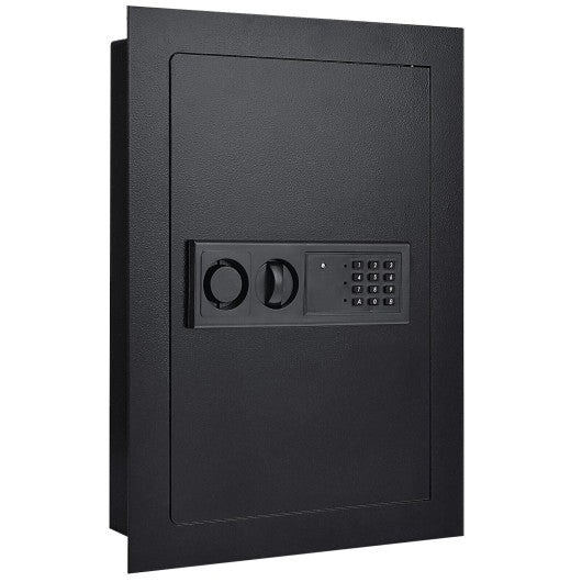 Digital Flat Recessed Wall Safe Security Lock Gun Cash Box-Black