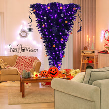 Load image into Gallery viewer, Upside Down 7 Feet Halloween Tree with 400 Purple LED Lights
