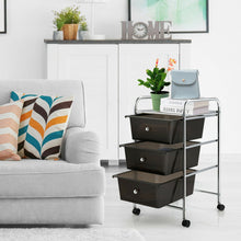 Load image into Gallery viewer, 3-Drawer Rolling Storage Cart with Plastic Drawers for Office-Black
