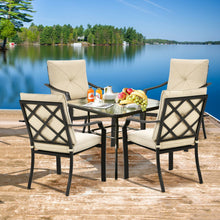 Load image into Gallery viewer, 4 Pieces Outdoor Dining Set with Removable Cushions and Rustproof Steel Frame
