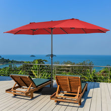 Load image into Gallery viewer, 15 Feet Double-Sided Patio Umbrellawith 12-Rib Structure-Wine
