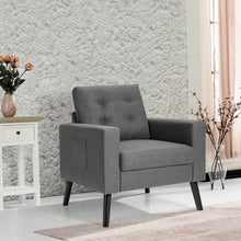 Load image into Gallery viewer, Modern Tufted Accent Chair with Rubber Wood Legs-Gray
