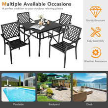 Load image into Gallery viewer, 3 pieces Patio Dining Set Stackable Chairs Armrest Table with Umbrella Hole
