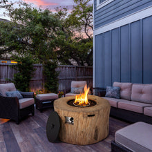 Load image into Gallery viewer, 40 Inch Round Propane Gas Fire Pit Table Wood-Like Surface with Laval Rock PVC Cover
