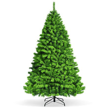 Load image into Gallery viewer, 7.5 Feet Pre-Lit Hinged Christmas Tree Green Flocked with 1404 Tips and 530 LED Lights
