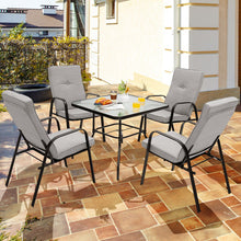 Load image into Gallery viewer, 35 Inch Patio Dining Square Tempered Glass Table with Umbrella Hole
