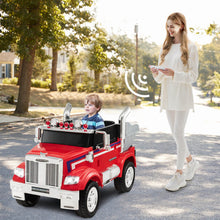 Load image into Gallery viewer, 12V Licensed Freightliner Kids Ride On Truck Car with Dump Box and Lights -Red
