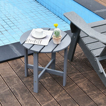 Load image into Gallery viewer, 18 Inch Patio Round Side Wooden Slat End Coffee Table for Garden-Gray
