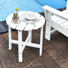 Load image into Gallery viewer, 18 Inch Patio Round Side Wooden Slat End Coffee Table for Garden-White
