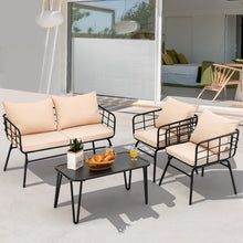 Load image into Gallery viewer, 4 Pieces Patio Furniture Set Cushioned Sofa Loveseat Armrest Table for Garden-Beige
