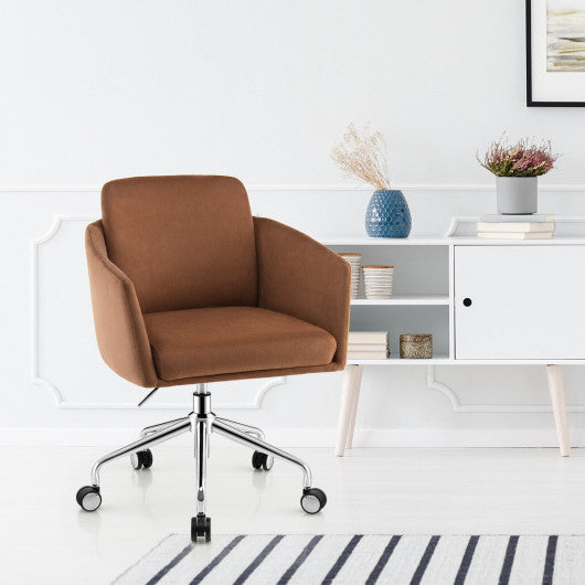 Adjustable Home Office Chair Swivel Computer Chair Vanity Chair with Armrest-Coffee