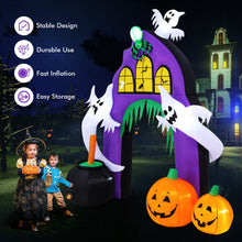 Load image into Gallery viewer, 9 Feet Tall Halloween Inflatable Castle Archway Decor with Spider Ghosts and Built-in
