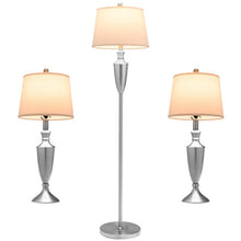Load image into Gallery viewer, 3 Piece Lamp with Set Modern Floor Lamp and 2 Table Lamps-Silver
