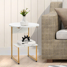 Load image into Gallery viewer, 2-Tier Round End Beside Table with Metal Frame-White
