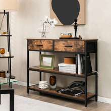 Load image into Gallery viewer, Console Table with Folding Fabric Drawers for Entryway-Rustic Brown
