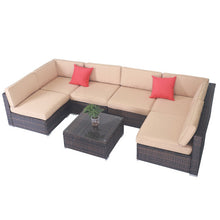 Load image into Gallery viewer, 7 pcs Rattan Couch Set Outdoor Cushioned Sofa
