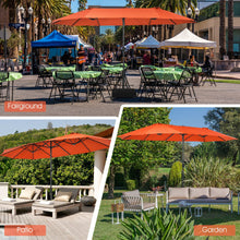 Load image into Gallery viewer, 15 Feet Double-Sided Patio Umbrellawith 12-Rib Structure-Orange
