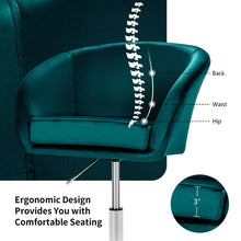 Load image into Gallery viewer, 360 Degree Swivel Makeup Stool Accent Chair with Round Back and Metal Base -Green
