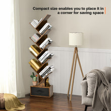 Load image into Gallery viewer, 10-tier Tree Bookshelf with Drawer Free-standing Storage Bookcase
