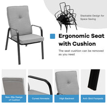 Load image into Gallery viewer, 4 Patio Dining Stackable Chairs Set with High-Back Cushions
