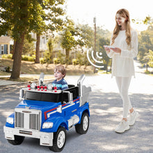 Load image into Gallery viewer, 12V Licensed Freightliner Kids Ride On Truck Car with Dump Box and Lights -Blue
