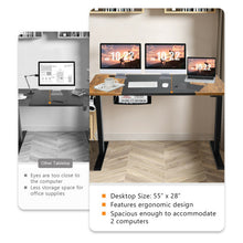 Load image into Gallery viewer, 55 Inch x 28 Inch Electric Standing Desk with USB Port Black-Brown
