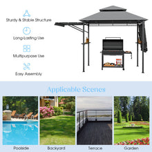 Load image into Gallery viewer, 13.5 x 4 Feet Patio BBQ Grill Gazebo Canopy with Dual Side Awnings-Gray
