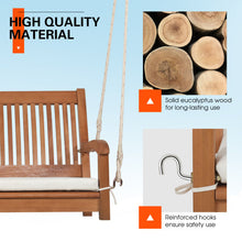 Load image into Gallery viewer, 2-Person Hanging Porch Swing Wood Bench with Cushion Curved Back
